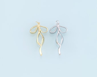 Gold Bow Charms,18K Gold Filled Bow Pendant,Bow Tie Charm Bracelet Necklace for DIY Jewelry Making Supply