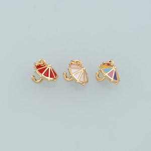 Gold Umbrella Charms,18K Gold Filled Umbrella Pendant,Enamel Umbrella Charm Bracelet Necklace for DIY Jewelry Making Supply