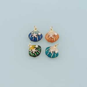 18K ゴールドフィルド パール シェル ペンダント、エナメル ヒトデ チャーム ブレスレット ネックレス、DIY ジュエリー製作用品