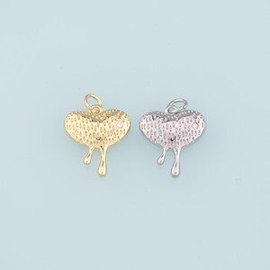 18K Gold Filled Heart Pendant,Heart Charm Bracelet Necklace for DIY Jewelry Making Supply