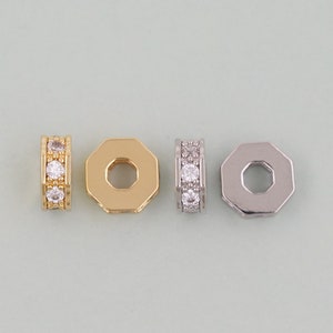 Gold hexagon Beads Charms,18K Gold Filled hexagon spacer beads Bracelet Necklace for DIY Jewelry Making Supply 6mm
