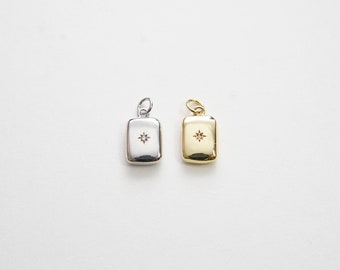 Gold Rectangle Star Charms,18K Gold Filled Star Pendant,Star Charm Bracelet Necklace for DIY Jewelry Making Supply