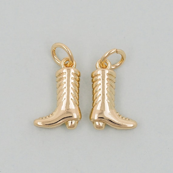 Gold Cowboy Boots Charms 18k Gold Filled Boots Pendant boots Charm Bracelet Necklace for DIY Jewelry Making Supply Etsy