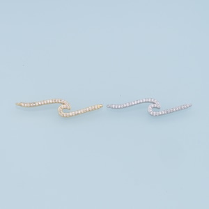 Gold Wave Connector Charms,18K Gold Filled CZ Wave Pendant,Wave Charm Bracelet Necklace for DIY Jewelry Making Supply