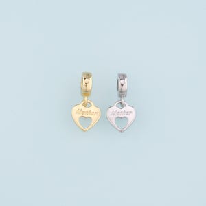 18K Gold Filled Heart Pendant,Mother Charm Bracelet Necklace for DIY Jewelry Making Supply