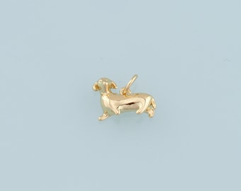 Gold Dog Charms,18K Gold Filled Dog Pendant,Cute Dog Charm Bracelet Necklace for DIY Jewelry Making Supply