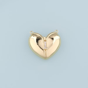 Gold Heart Connector,18K Gold Filled Heart Pendant,Heart Charm Bracelet Necklace for DIY Jewelry Making Supply