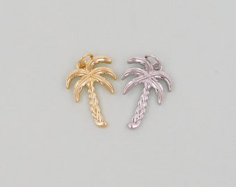 Gold Palm Tree Charms,18K Gold Filled Palm tree Pendant,Silver coconut tree Charm Bracelet Necklace for DIY Jewelry Making Supply