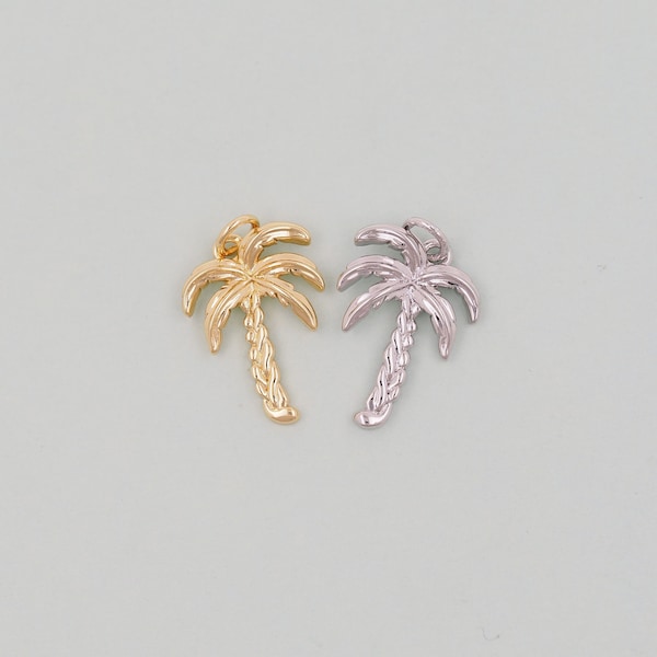 Gold Palm Tree Charms,18K Gold Filled Palm tree Pendant,Silver coconut tree Charm Bracelet Necklace for DIY Jewelry Making Supply