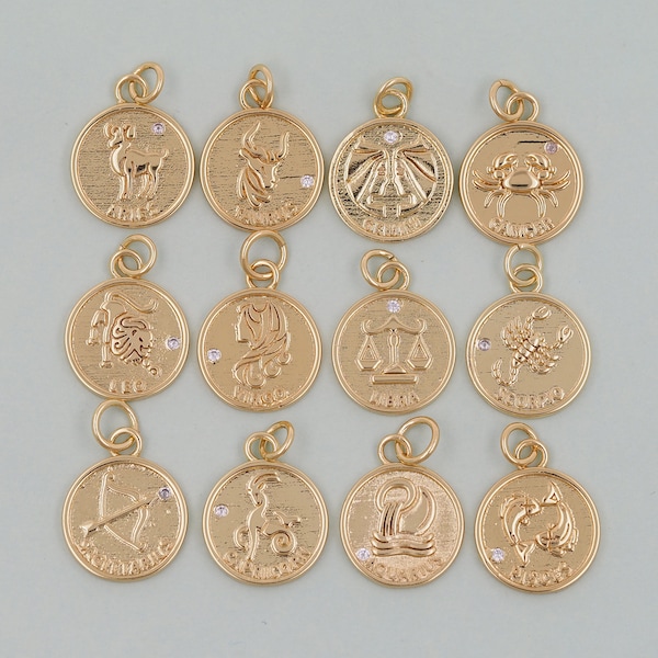 18K Gold Filled Zodiac Constellation Charms,Zodiac Symbol,Horoscope Charm,Gold Astrological Zodiac Sign Minimalist Jewelry