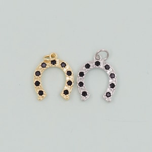 Gold horseshoe Charms,18K Gold Filled CZ horseshoe Pendant,horseshoe Charm Bracelet Necklace for DIY Jewelry Making Supply