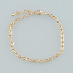 Gold Adjustable Chain,18K Gold Filled Oval Bracelet,Semi Finished Bracelets,Bracelets for Jewelry Making