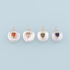 Gold Heart Charms,18K Gold Filled Pearl Heart Pendant,Heart Charm Bracelet Necklace for DIY Jewelry Making Supply