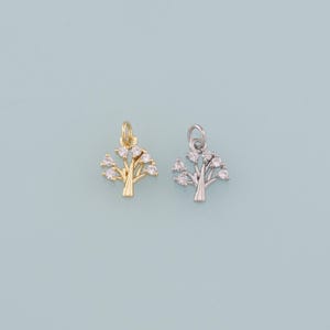Gold Tree Charms,18K Gold Filled Tree of Life Pendant,CZ Micro Pave Tree of Life Charm Bracelet Necklace for DIY Jewelry Making Supply