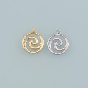18K Gold Filled Waves Pendant,Waves Charm Bracelet Necklace for DIY Jewelry Making Supply