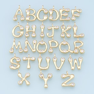 Pingente de letra dourada, pingente de letra preenchido com ouro 18K, pulseira com pingente inicial para fabricação de joias faça você mesmo