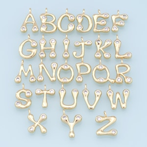 Gold letter Charms,18K Gold Filled letter Pendant,initial Charm Bracelet Necklace for DIY Jewelry Making Supply