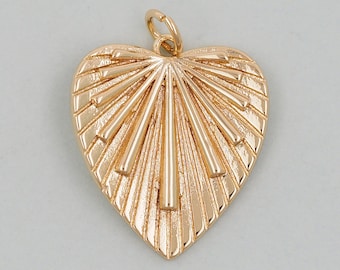Gold Heart Charms,18K Gold Filled Heart Pendant,Heart Love Charm Bracelet Necklace for DIY Jewelry Making Supply