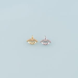 Gold Lips Charms,18K Gold Filled Lips Pendant,CZ Micro Pave Lips Charms Bracelet Necklace for DIY Jewelry Making Supply