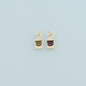 18K Gold Filled Drinks Pendant,Enamel Drinks Charm Bracelet Necklace for DIY Jewelry Making Supply