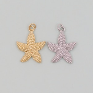 Gold Starfish Charms,18K Gold Filled Sea star Pendant,Starfish Charm Bracelet Necklace for DIY Jewelry Making Supply