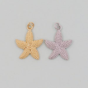 Gold Starfish Charms,18K Gold Filled Sea star Pendant,Starfish Charm Bracelet Necklace for DIY Jewelry Making Supply