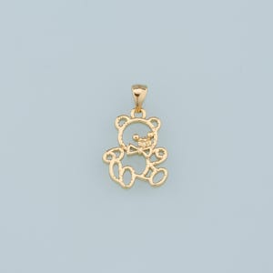 Gold Teddy Bear Charms,18K Gold Filled Teddy Bear Pendant,Cute Bear Charm Bracelet Necklace for DIY Jewelry Making Supply