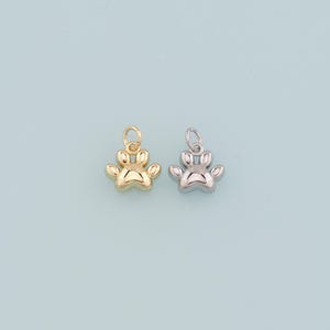Gold Paw Charms,18K Gold Filled Cat Paw Pendant,Dainty Dog Paw Charm Bracelet Necklace for DIY Jewelry Making Supply