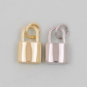 May include: Two small padlocks, one gold and one silver, with a loop on top for attaching to a keychain.