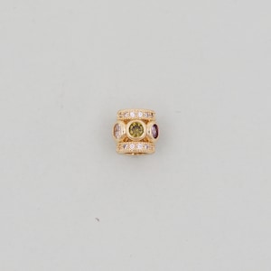 Gold Barrel Beads Charms,18K Gold Filled Stainless steel Tube spacer beads Bracelet Necklace for DIY Jewelry Making Supply hole 5mm