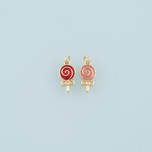 18K Gold Filled Lollipop Pendant,Enamel Candy Charm Bracelet Necklace for DIY Jewelry Making Supply