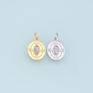 Gold Oval Charms,18K Gold Filled Oval Pendant,Crystal Oval Charm Bracelet Necklace for DIY Jewelry Making Supply