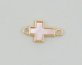 18K Gold Filled Cross Pendant,Cross Connector Charm Bracelet Necklace for DIY Jewelry Making Supply