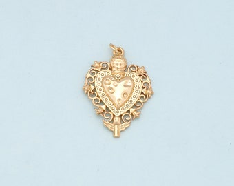 Gouden heilig hart bedeltjes, 18K gold filled vlam heilig hart hanger, religieuze bedelarmband ketting voor het maken van doe-het-zelf sieraden;