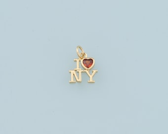 Gold I love New York Charms,18K Gold Filled New York Pendant,New York Charm Bracelet Necklace for DIY Jewelry Making Supply