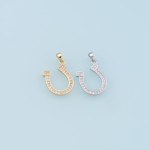 Gold Horseshoe Charms,18K Gold Filled CZ Horseshoe Pendant,Horseshoe Charm Bracelet Necklace for DIY Jewelry Making Supply