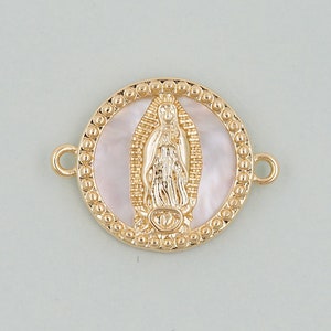 Dijes de oro de Nuestra Señora de Guadalupe, colgante de Virgen María relleno de oro de 18 quilates, pulsera y collar para hacer joyas DIY.