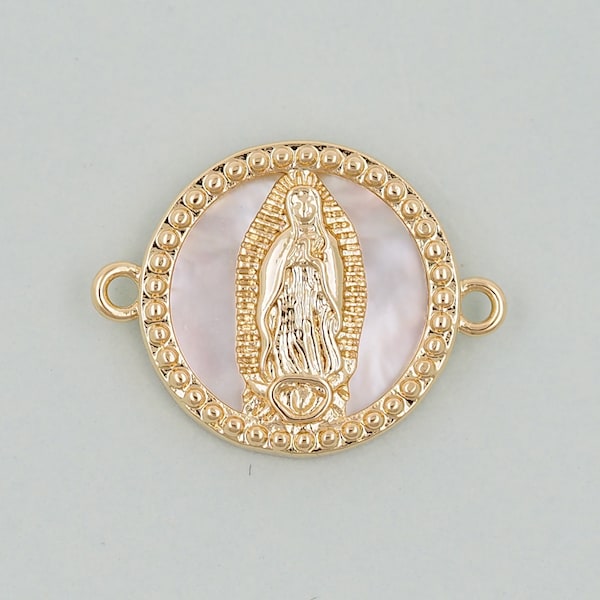 Gold Our Lady of Guadalupe Charms,18K Gold Filled virgin mary Pendant Charm Bracelet Necklace for DIY Jewelry Making Supply