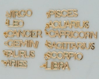 18K Gold Filled Zodiac Constellation Charms,Zodiac Symbol,Horoscope Charm,Gold Astrological Zodiac Sign Minimalist Jewelry