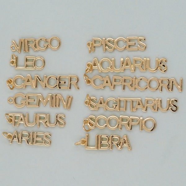 18K Gold Filled Zodiac Constellation Charms,Zodiac Symbol,Horoscope Charm,Gold Astrological Zodiac Sign Minimalist Jewelry