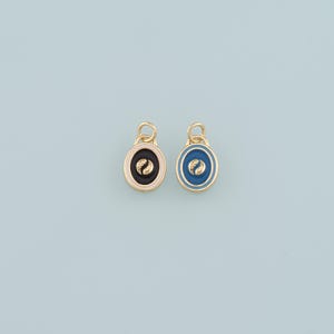 Gold Yin Yang Charms,18K Gold Filled Round Pendant,Enamel Yin Yang Charm Bracelet Necklace for DIY Jewelry Making Supply