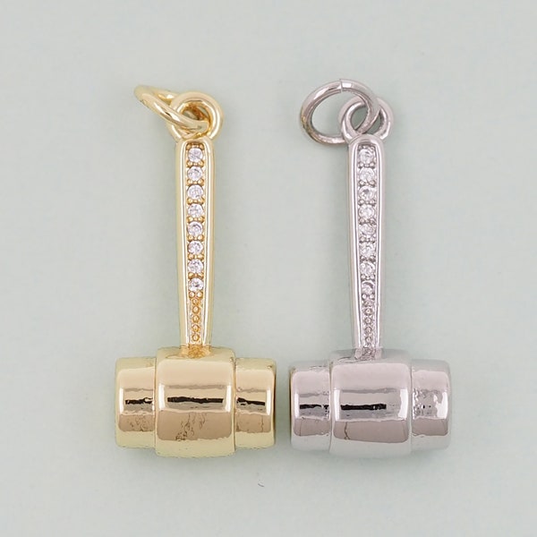 Gold Hammer Tool Charms,18K Gold Filled Hammer Pendant,Tool Charm Bracelet Necklace for DIY Jewelry Making Supply