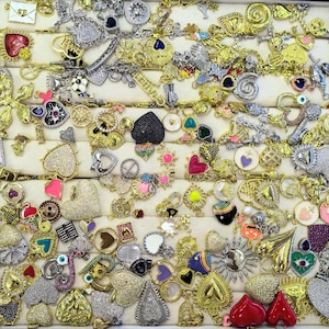 Random Mix Charm Bar Supply 18 Gold Filled Charm Assorted Charm Enamel Micro Pave CZ for Charm Bar Party Supplies Mix Pendants Fun DIY