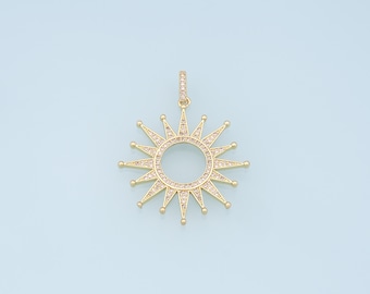 Gold CZ Sun Charms,18K Gold Filled Sun Pendant,celestial  Charm Bracelet Necklace for DIY Jewelry Making Supply