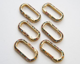 18K Gold Filled CZ Oval Carabiner Clasp,Buckle Clasp,Carabiner Screw Clasp,Turnbuckle,for DIY Jewelry