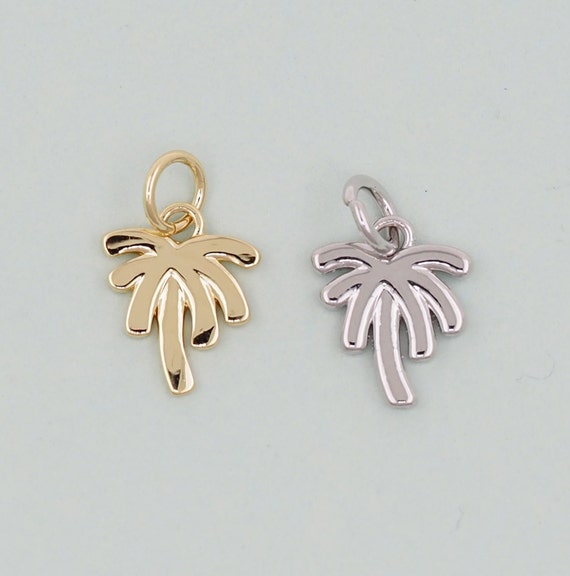 Gold Palm Tree Charms,18k Gold Filled Palm Tree Pendant,silver 