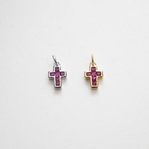 Gold Cross Charms,18K Gold Filled Cross Pendant,CZ Micro Pave Protect Religious Charm Bracelet Necklace for DIY Jewelry Making Supply