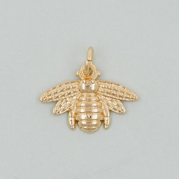 Gold Bee Charms,18K Gold Filled Coin Bee Pendant,Bee Charm Bracelet Necklace for DIY Jewelry Making Supply