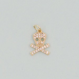 Gold Skull Charms,18K Gold Filled Skull Pendant,Skull Charm Bracelet Necklace for DIY Jewelry Making Supply