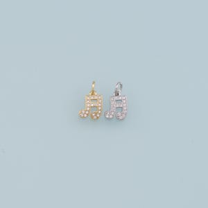 Gold Music Charms,18K Gold Filled Music Pendant,CZ Micro Pave Note Charm Bracelet Necklace for DIY Jewelry Making Supply